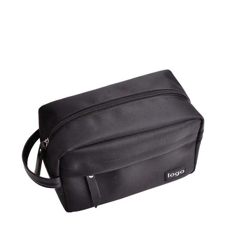 Really Hot Sell Custom Logo Travel Black Canvas Toiletry Bag for Men