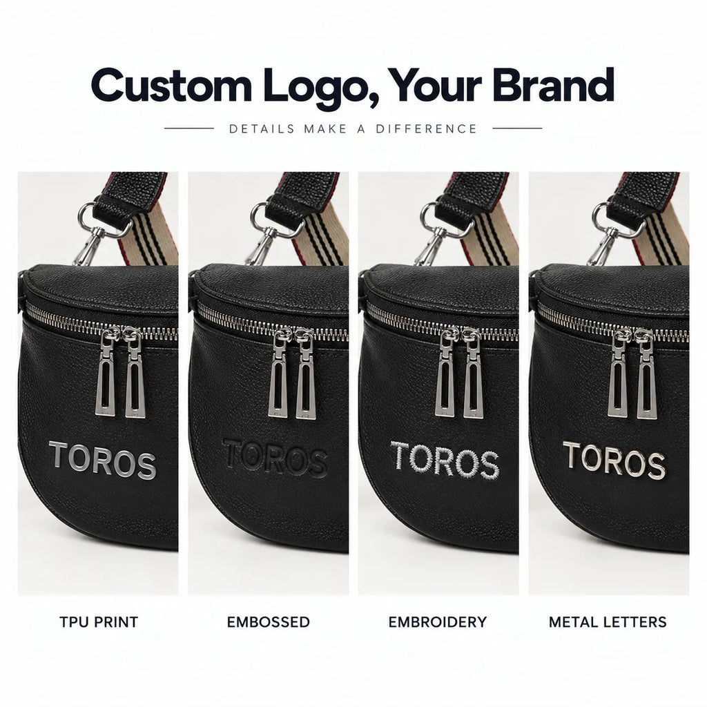 Recycled PU Leather Belt Bag Waist Pack Fanny Pack Crossbody Double Zip Custom Logo OEM ODM Private Label Wholesale