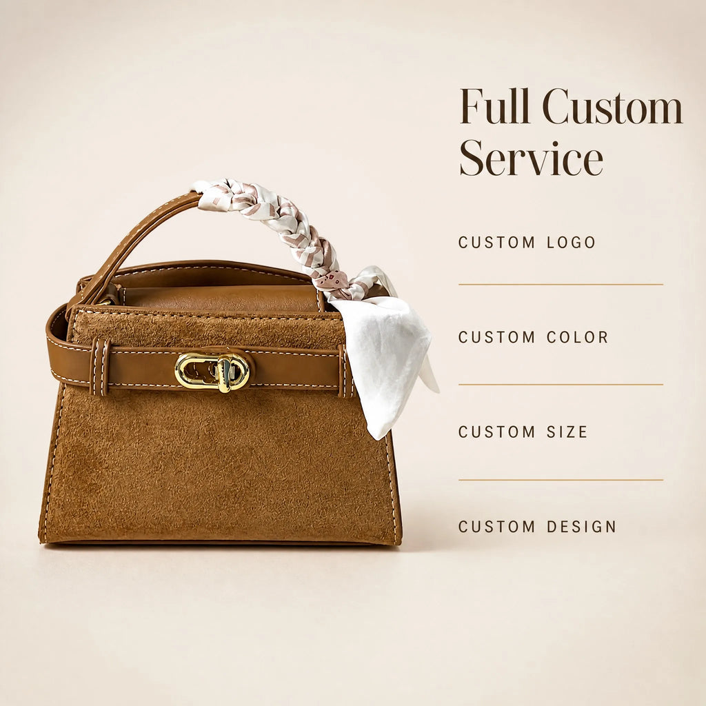 Retro Series Fashion Suede Square Zip Closure Crossbody Bag Small Shoulder Handbag Custom Logo OEM Private Label Low MOQ