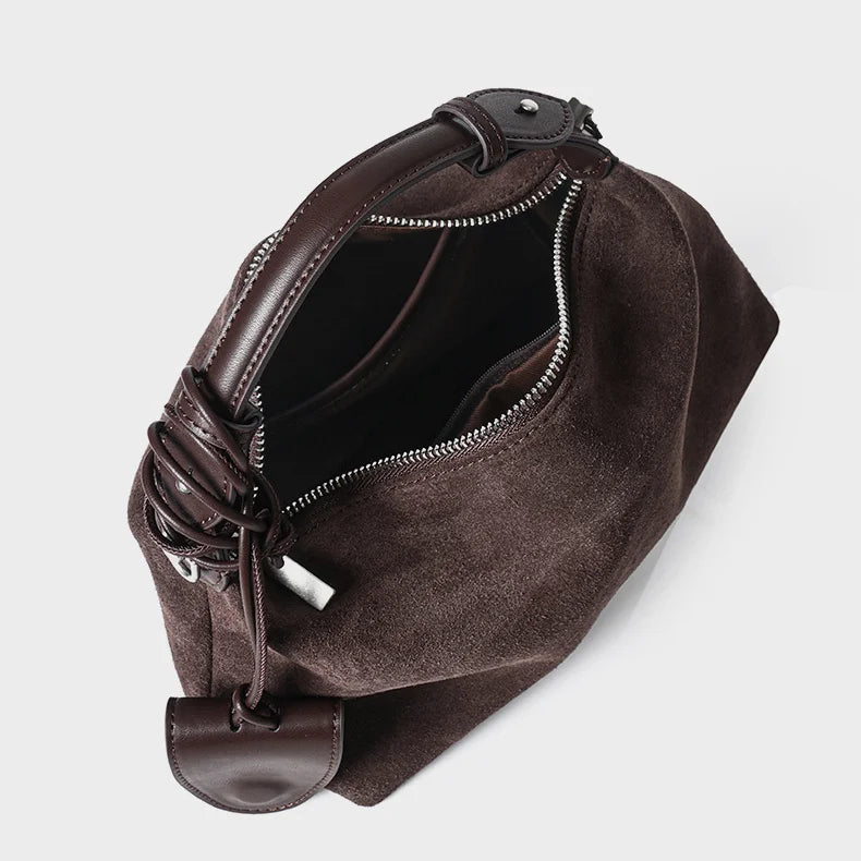 Retro Style Suede Bags Casual Fashion Genuine Leather Women's Handbags Nubuck Cowhide Ladies Shoulder Bags Crossbody Bags