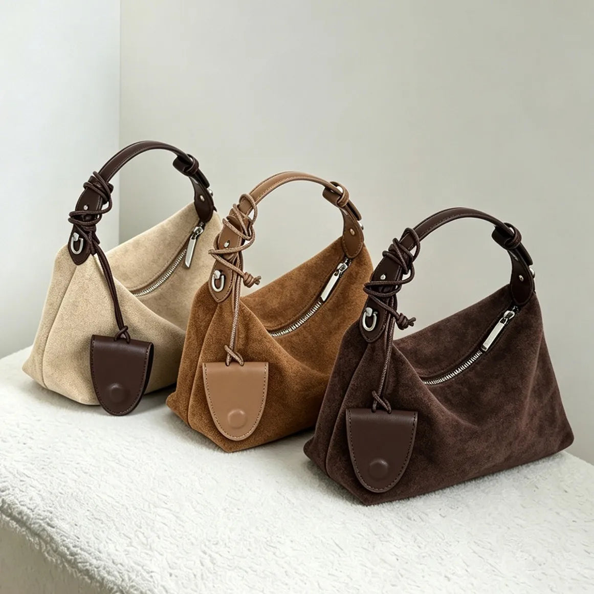 Retro Style Suede Bags Casual Fashion Genuine Leather Women's Handbags Nubuck Cowhide Ladies Shoulder Bags Crossbody Bags