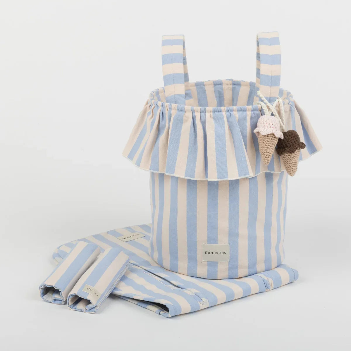 Ruffle Gingham Mommy Diaper Bag Drawstring Stroller Hanging Handbag Custom Logo Pattern Size for Baby Gift Wholesale