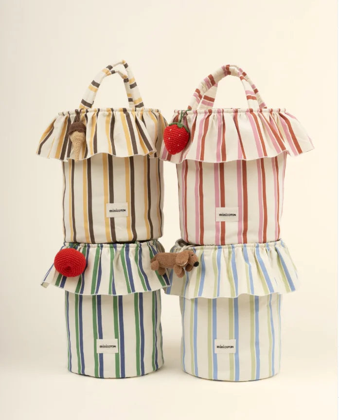 Ruffle Gingham Mommy Diaper Bag Drawstring Stroller Hanging Handbag Custom Logo Pattern Size for Baby Gift Wholesale