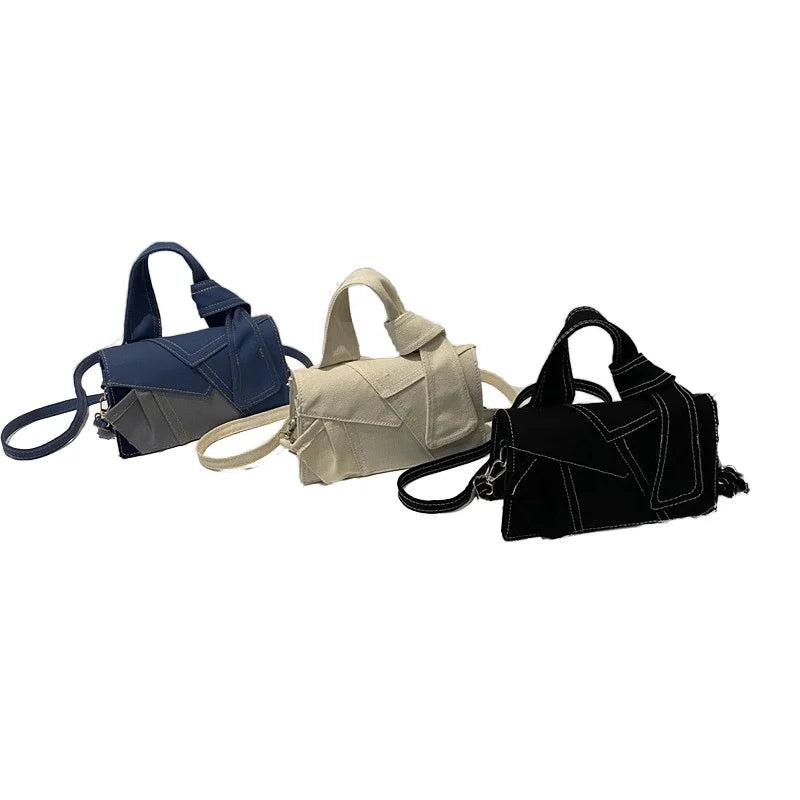 SH0512 Custom Blue Canvas Women's Fashion Portable Zipper Chains Lightweight Cross-Body/Shoulder Bag Waterproof Polyester Lining