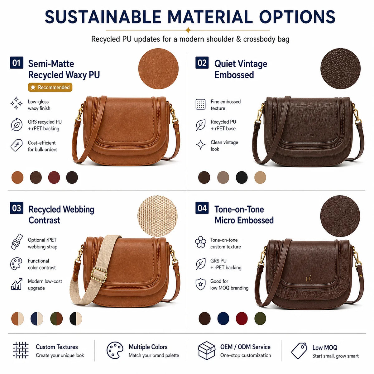 Saddle Handbag Women's Trendy PU Leather Sling Handbag Vintage Style with Zipper Closure Customizable Logo Ladies Shoulder Bag