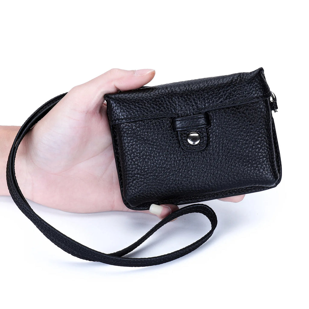 Simple Fashion Genuine Leather Small Bags Soft Cowhide Hanging Neck Mini Bags Earphone Bags Card Bags Coin Purse