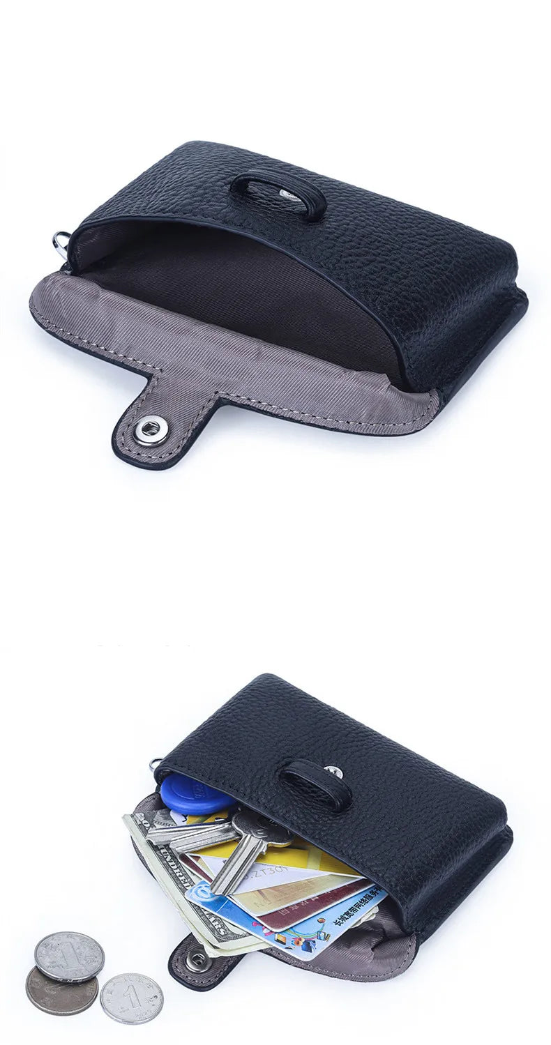 Simple Fashion Genuine Leather Small Bags Soft Cowhide Hanging Neck Mini Bags Earphone Bags Card Bags Coin Purse