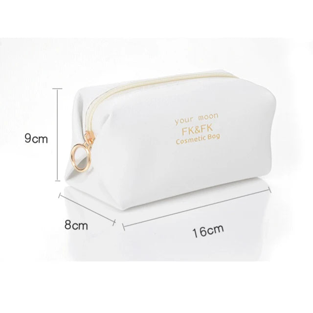 Small Portable Zip Terry Cloth Barrel Cosmetic Beauty Kit Makeup Bag