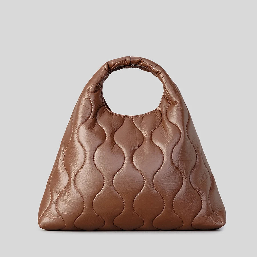 Soft PU Quilted Bag Women's 2022 New Large Capacity Concave Convex Texture Magnetic Buckle Bag