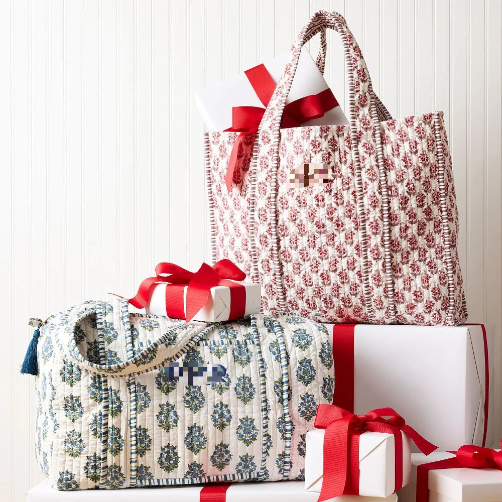 Soft Shopping Bag Quilted Block-Print Travel Bag Customized Print Gym Bag
