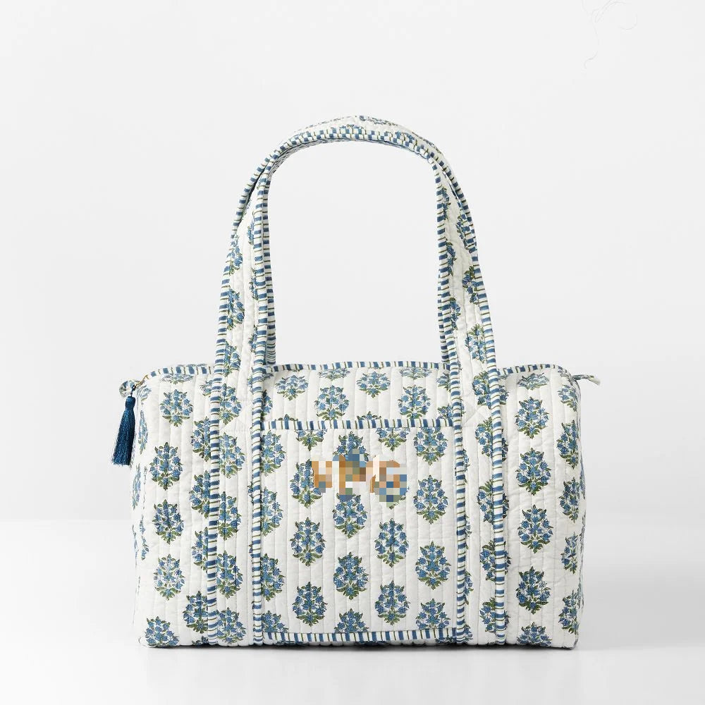 Soft Shopping Bag Quilted Block-Print Travel Bag Customized Print Gym Bag