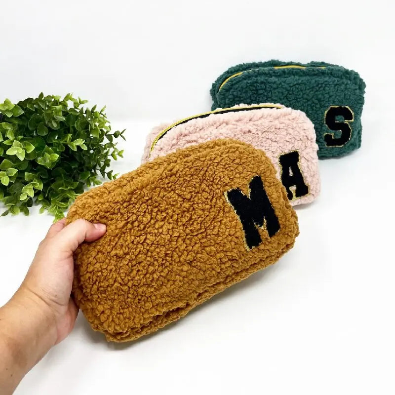 Soft Teddy Bear Cosmetic Korean Makeup Brush Pouch Bag logo