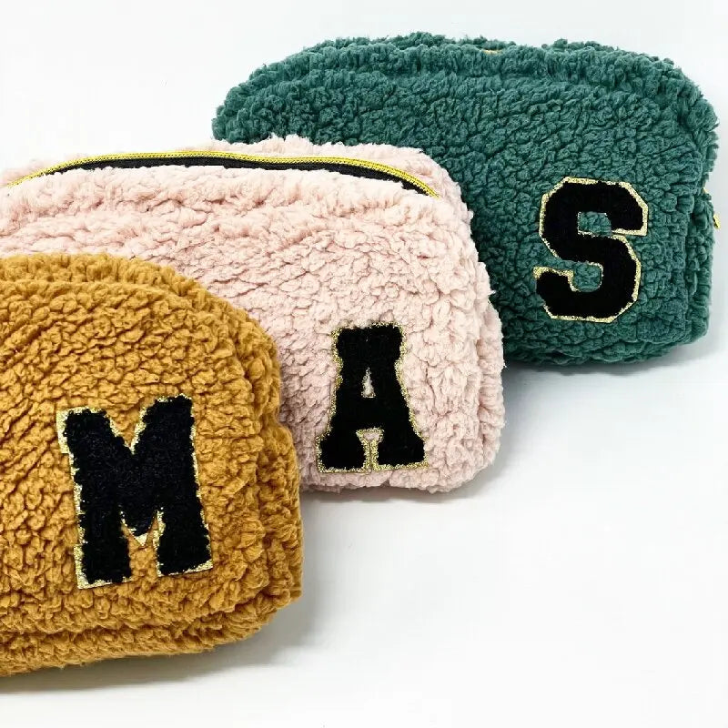 Soft Teddy Bear Cosmetic Korean Makeup Brush Pouch Bag logo