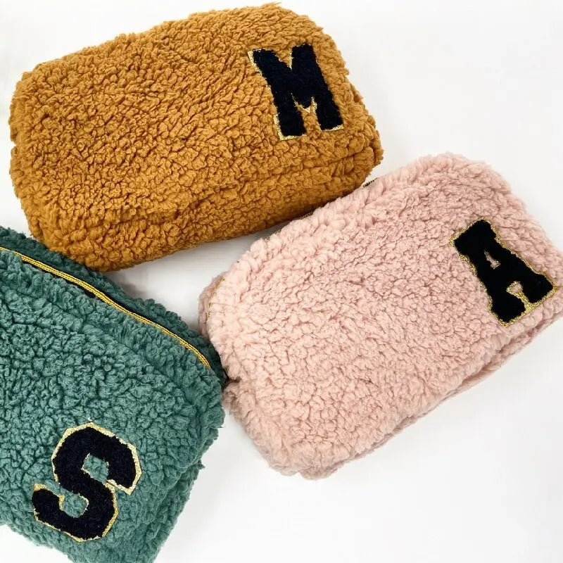 Soft Teddy Bear Cosmetic Korean Makeup Brush Pouch Bag logo