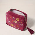 Spring Pressed Flowers Makeup Bags Beautifully Embroidery Cosmetic Bags Personalised Luxuriously Soft Velvet Travel Wash Bags