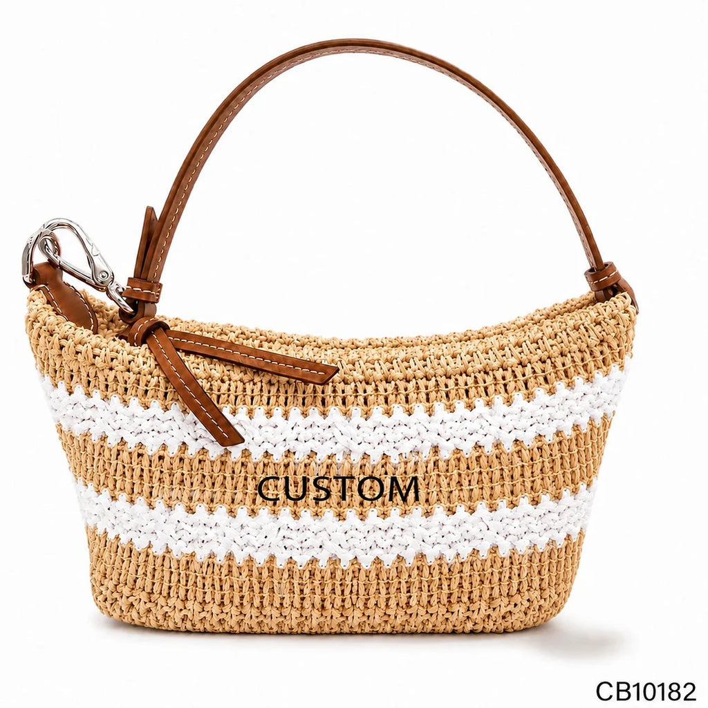 Straw Jute Bag, Handwoven Straw Crescent Bag,, Multi-Color Custom Logo, OEM/ODM Factory Direct Wholesale