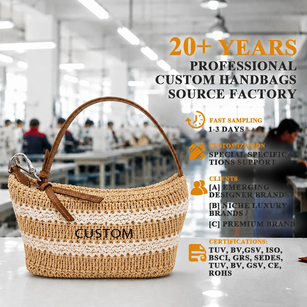 Straw Jute Bag, Handwoven Straw Crescent Bag,, Multi-Color Custom Logo, OEM/ODM Factory Direct Wholesale