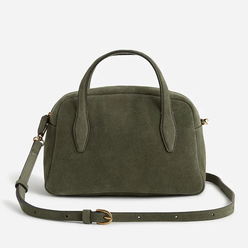 Suede Featuring Women's Casual Sling Leather Crossbody Handbag Adjustable Strap Custom Logo Large Capacity Soft Dual Handles