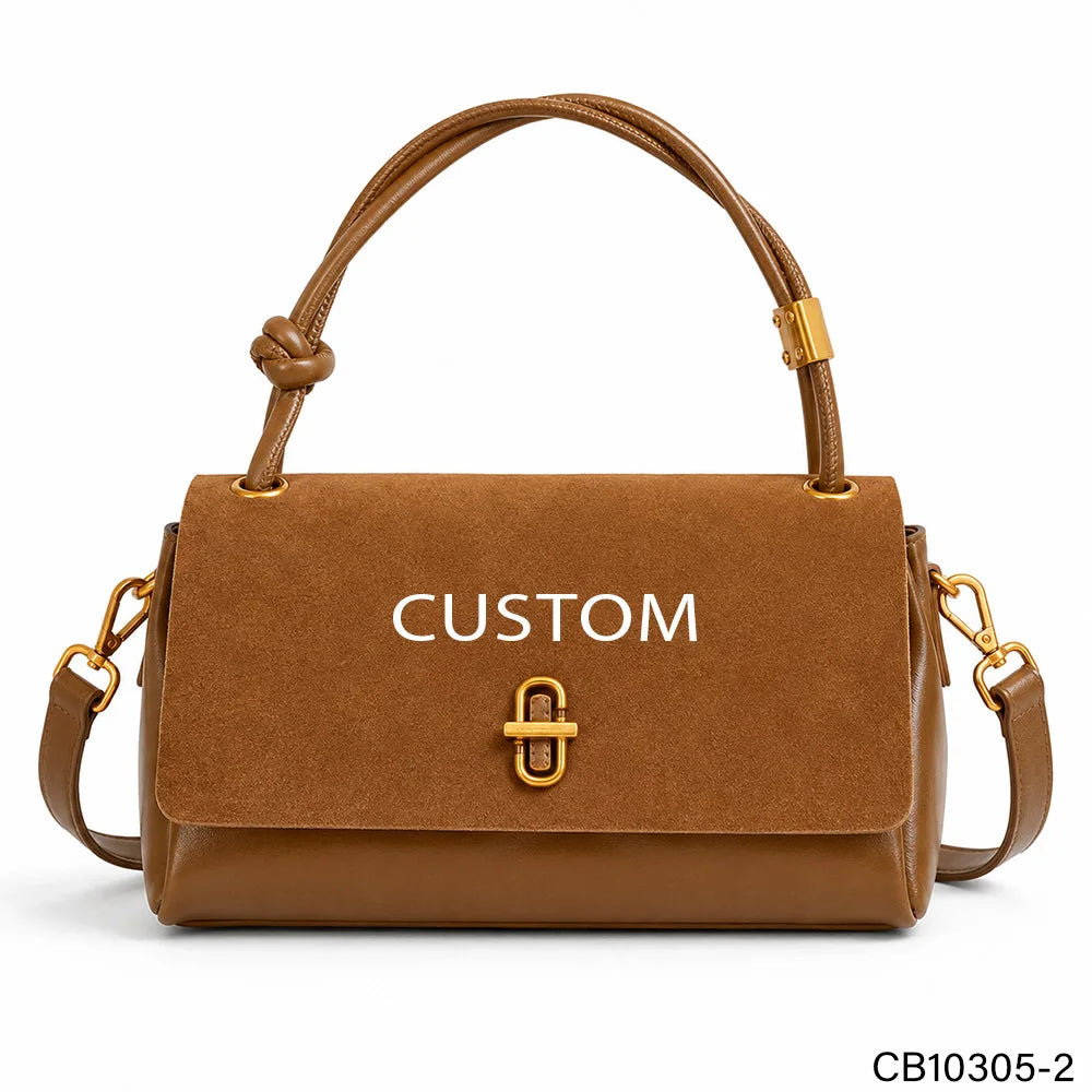 Suede Flap Handbag Crossbody Bag,Smooth Leather Dual-Texture Pane, Multi-Color Custom Logo, OEM/ODM Factory Direct Wholesale
