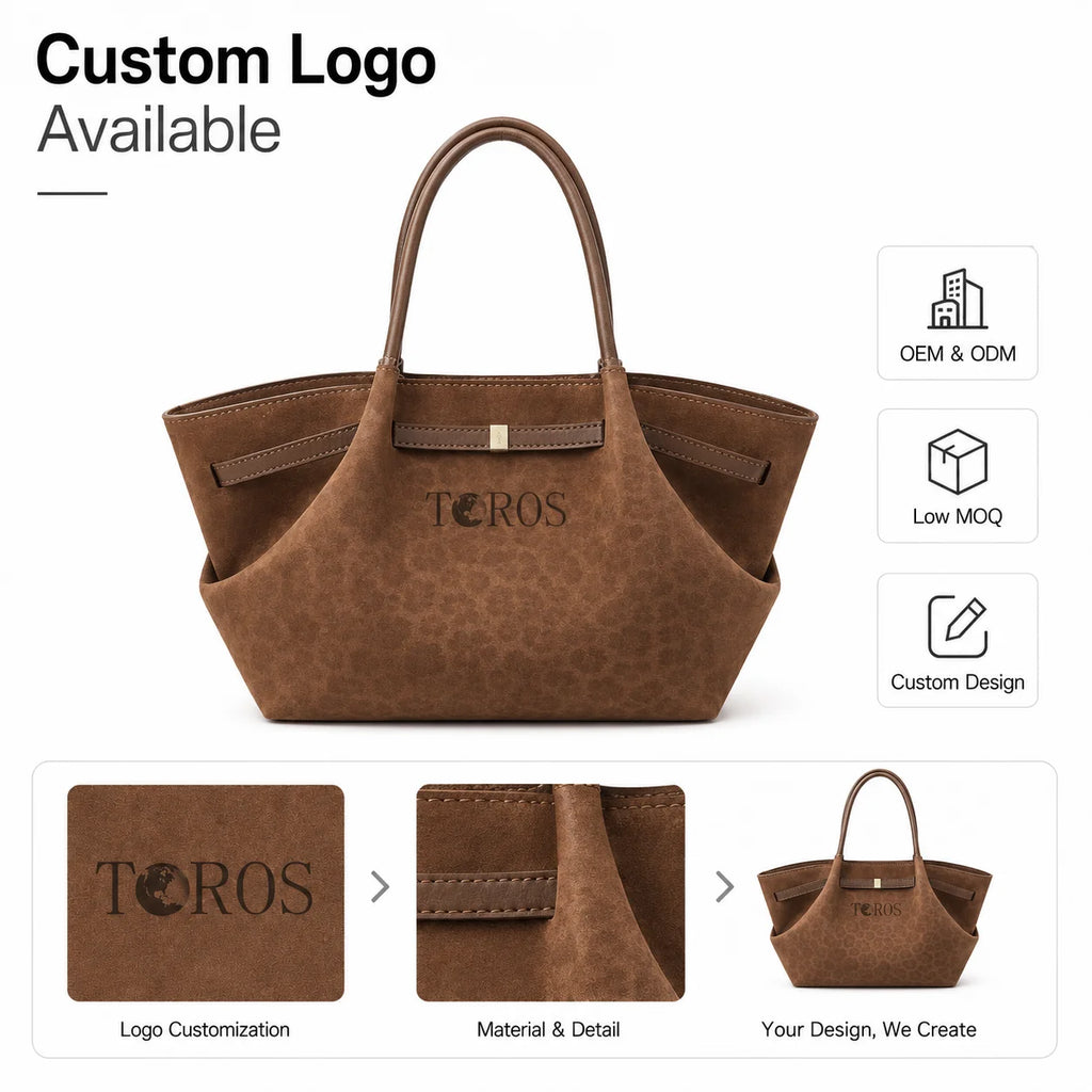 Suede Handbag Custom Logo Leopard Print Women Large Capacity Tote Bag Retro Shoulder Bag OEM ODM Manufacturer