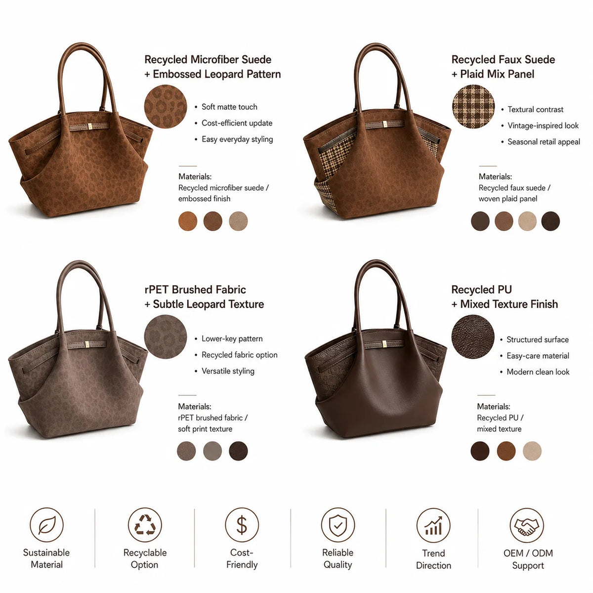 Suede Handbag Custom Logo Leopard Print Women Large Capacity Tote Bag Retro Shoulder Bag OEM ODM Manufacturer
