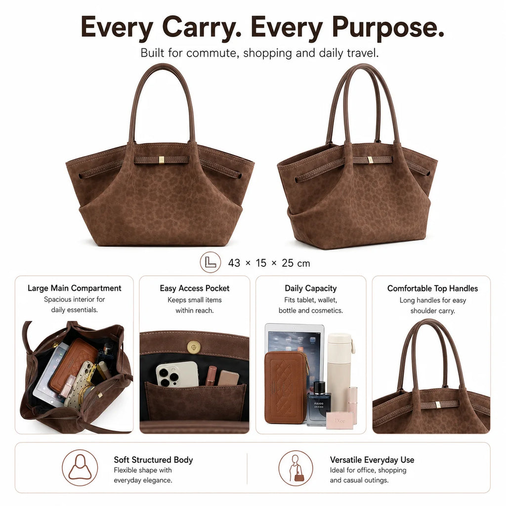 Suede Handbag Custom Logo Leopard Print Women Large Capacity Tote Bag Retro Shoulder Bag OEM ODM Manufacturer