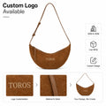 Suede Twill Custom Crescent Shoulder Bag Faux Velvet with Adjustable Strap Zip Closure OEM ODM Custom Logo BSCI Factory