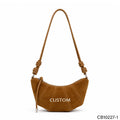 Suede Women's Custom Wholesale Slouchy Style Quiet custom made Retro Horn Bag Dumpling Bag Crescent Zipper Closure Shoulder