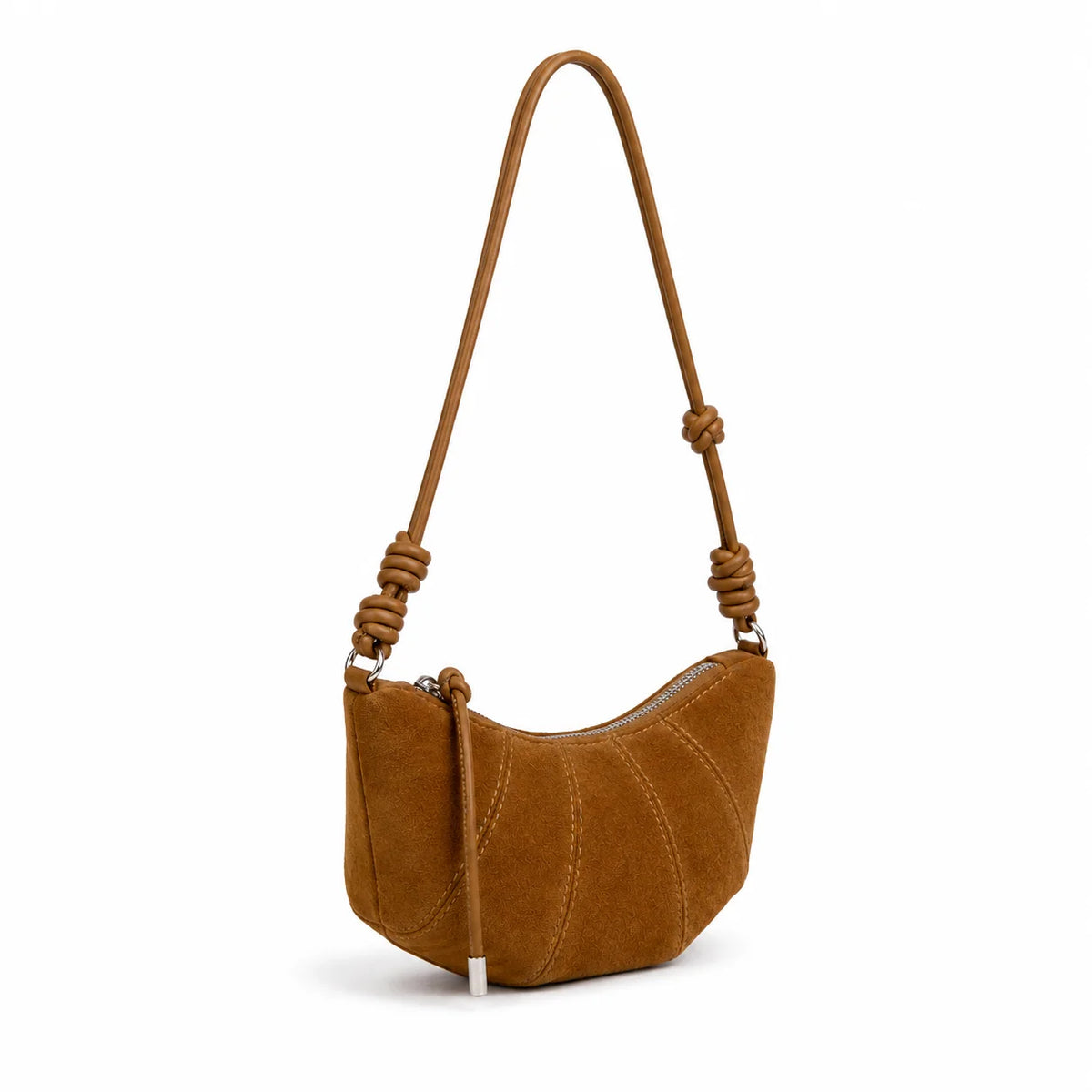 Suede Women's Custom Wholesale Slouchy Style Quiet custom made Retro Horn Bag Dumpling Bag Crescent Zipper Closure Shoulder