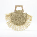 Summer Fashion Ladies Knit Straw Bag Rattan Handle Beach Raffia Tote Woman Bag