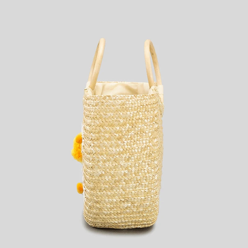 Summer New Embroidered Pattern Straw Bag Small Chrysanthemum Handbag