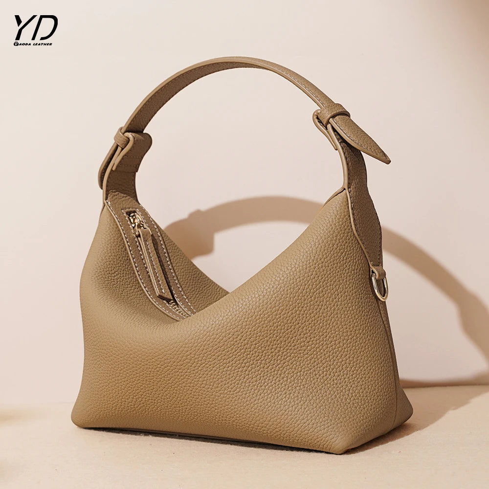 Top Grade Leather Women's Hobo Bags Minimalist Style Shoulder Bags