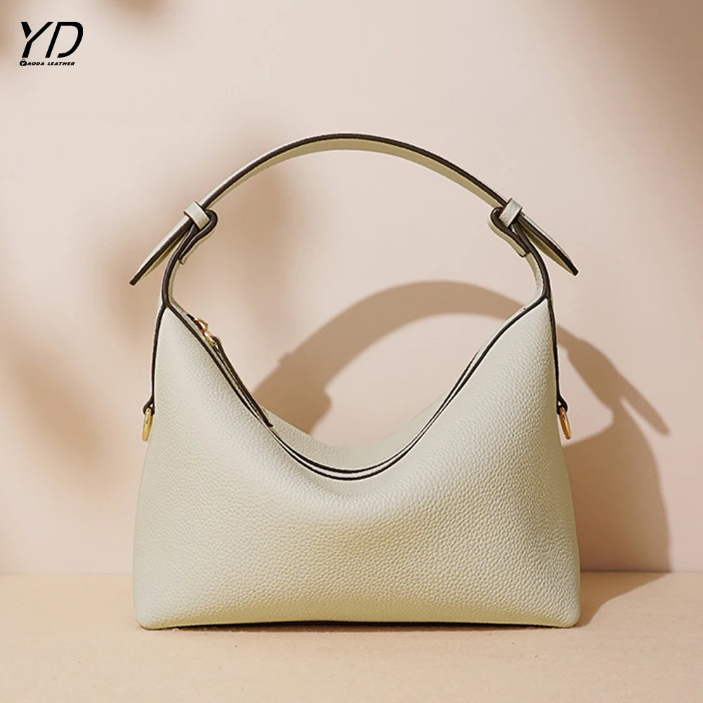 Top Grade Leather Women's Hobo Bags Minimalist Style Shoulder Bags