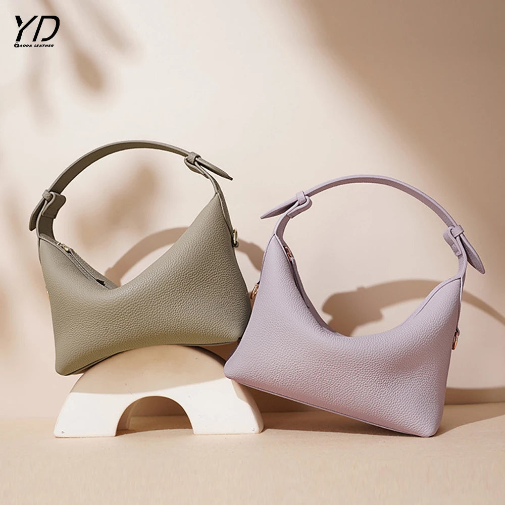 Top Grade Leather Women's Hobo Bags Minimalist Style Shoulder Bags