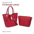 Toros Two Piece Red Pebbled PU Leather Bucket Bag Set with Scarf and Pouch for Women Custom logo Crossbody Bag Wholesale
