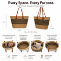 Tote Bag Custom Logo Natural Woven Striped Paper Rope Ladies Beach Handbag OEM ODM Wholesale Eco-Friendly