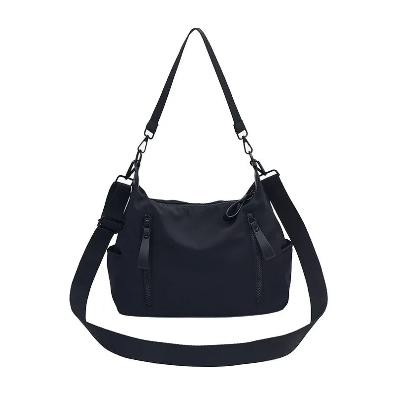 Tote Bag Japanese Korean Style Nylon Medium Waterproof Large Capacity Women's Crossbody with Texturized Shoulder Strap