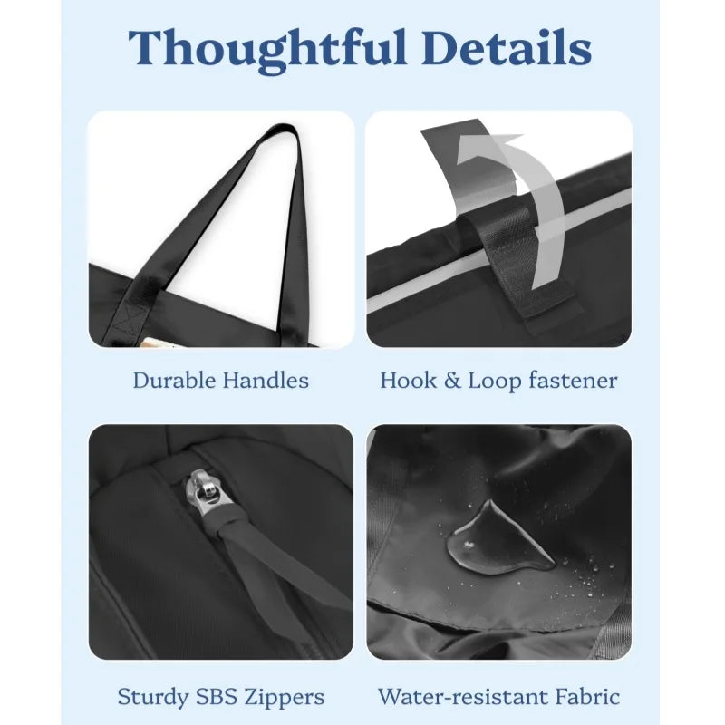 Tote Bag Large Nylon Zipper Women's Handbag Weekend Travel with Laptop Compartment Polyester Lining Autumn Chain Strap