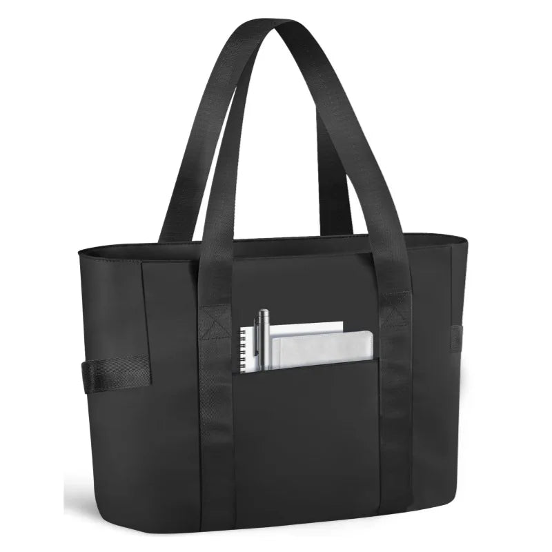Tote Bag Large Nylon Zipper Women's Handbag Weekend Travel with Laptop Compartment Polyester Lining Autumn Chain Strap