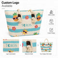 Tote Bag, OEM Custom Canvas Beach Tropical Summer Print, Rope Handles, Large Capacity Vacation Bag, Wholesale Custom Logo