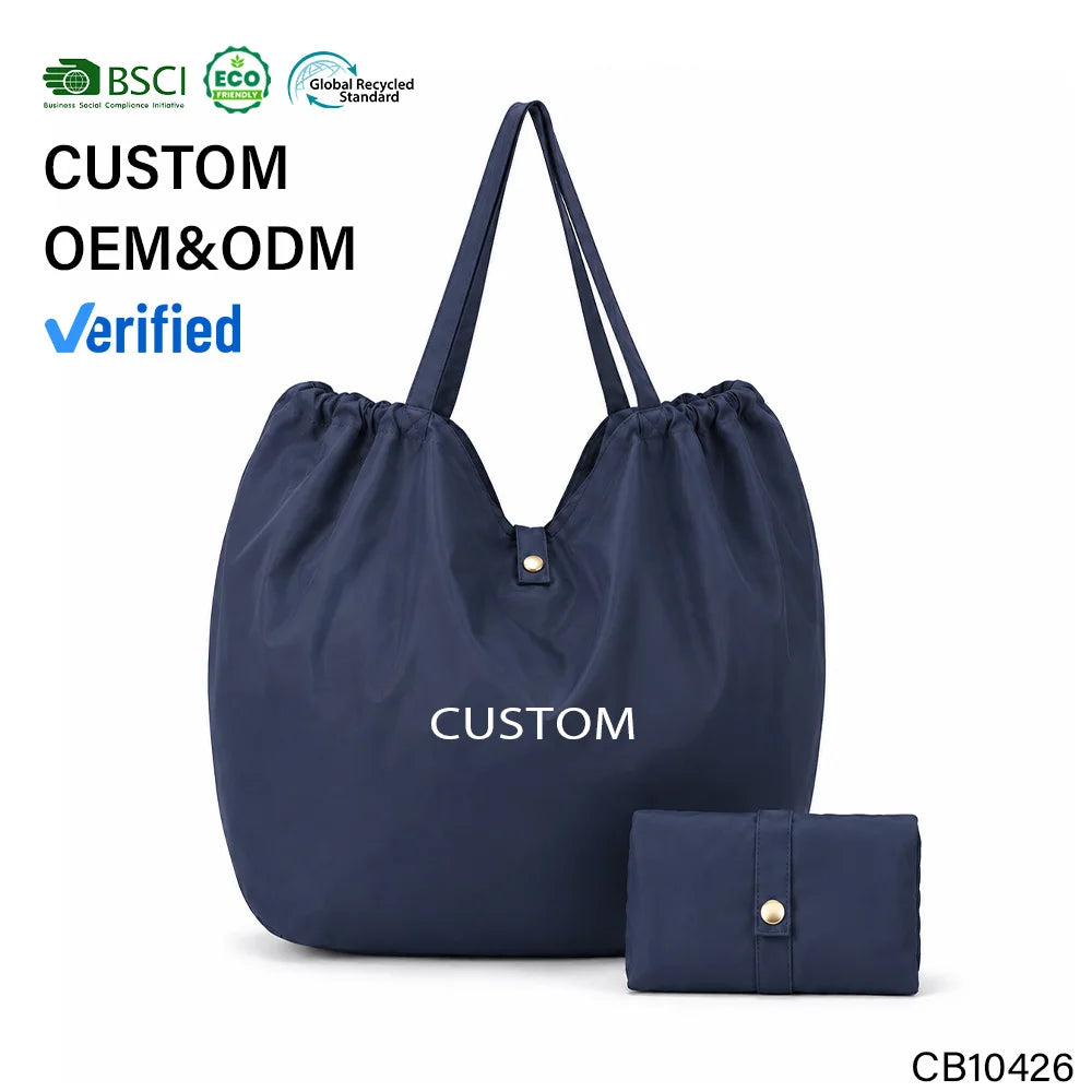 Tote Bag Verified Factory Waterproof Nylon Foldable for Men Large Capacity Business Travel Gym Bag Navy Blue Low MOQ OEM/ODM