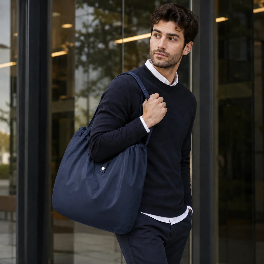 Tote Bag Verified Factory Waterproof Nylon Foldable for Men Large Capacity Business Travel Gym Bag Navy Blue Low MOQ OEM/ODM