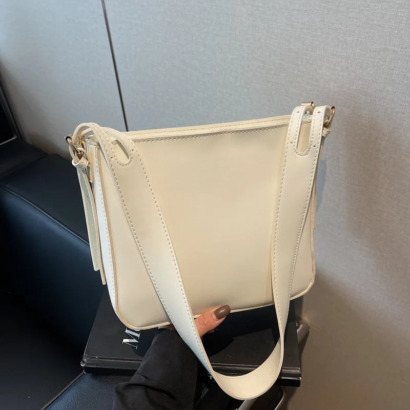 Tote Bag Women's Cross-border Retro Medium Zipper Large Capacity Simple Casual One-shoulder Underarm Crossbody Bucket Bag