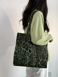 Tote, Fashionable Stylish and Trendy Small Leopard Print Shoulder Bag, Large-capacity Single-shoulder Shopping Canvas Bag