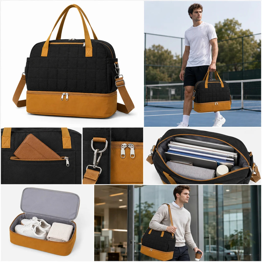 Tote Large Custom Logo Quilted Weekender Bag BSCI Factory Verified Recycled Nylon Travel Capacity Weekender Bag