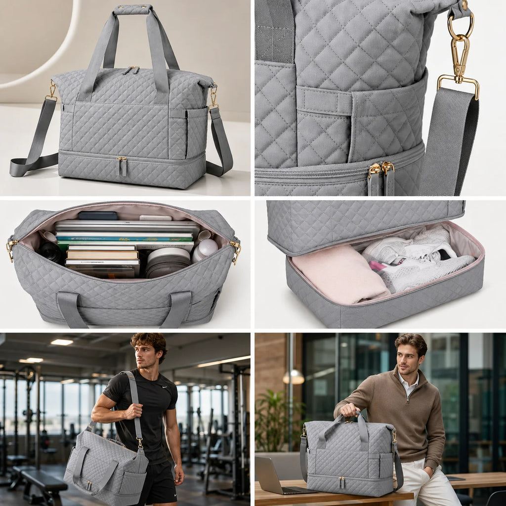Tote OEM Factory Custom Logo Travel Duffle Bag High Quality Quilted Weekender Bag Lightweight Shoulder ODM Handbag