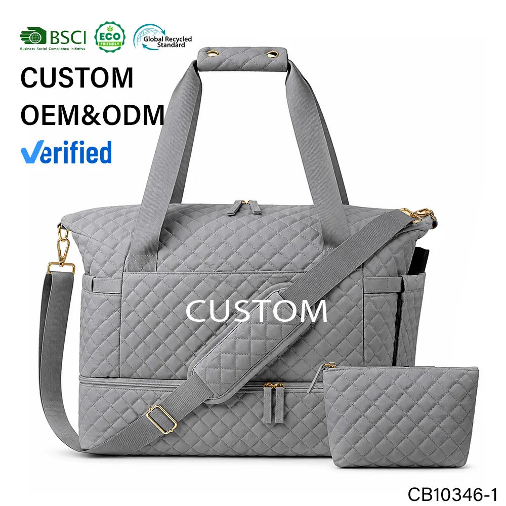 Tote OEM Factory Custom Logo Travel Duffle Bag High Quality Quilted Weekender Bag Lightweight Shoulder ODM Handbag