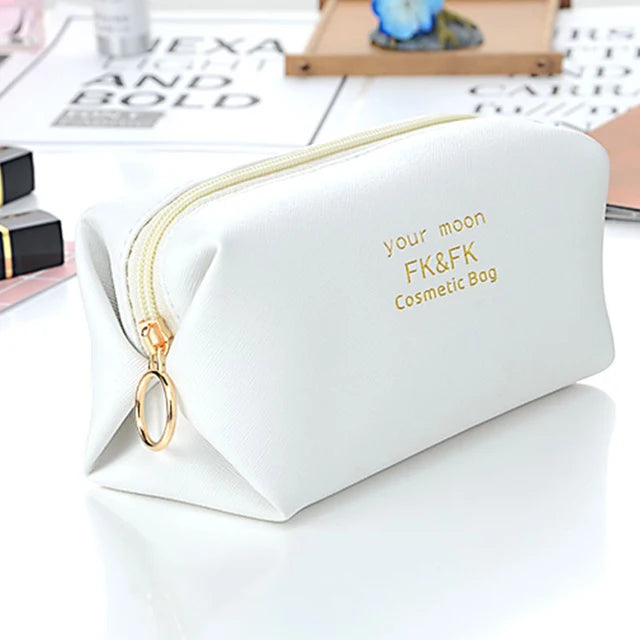 Travel Toiletry Makeup Pouch Women Print Simple Style High Quality Pu Leather Cosmetic Bag