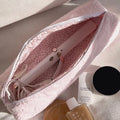 Trendy Cotton Handmade Quilted Hair Tool Bag Customized Flower Brush Bag Container