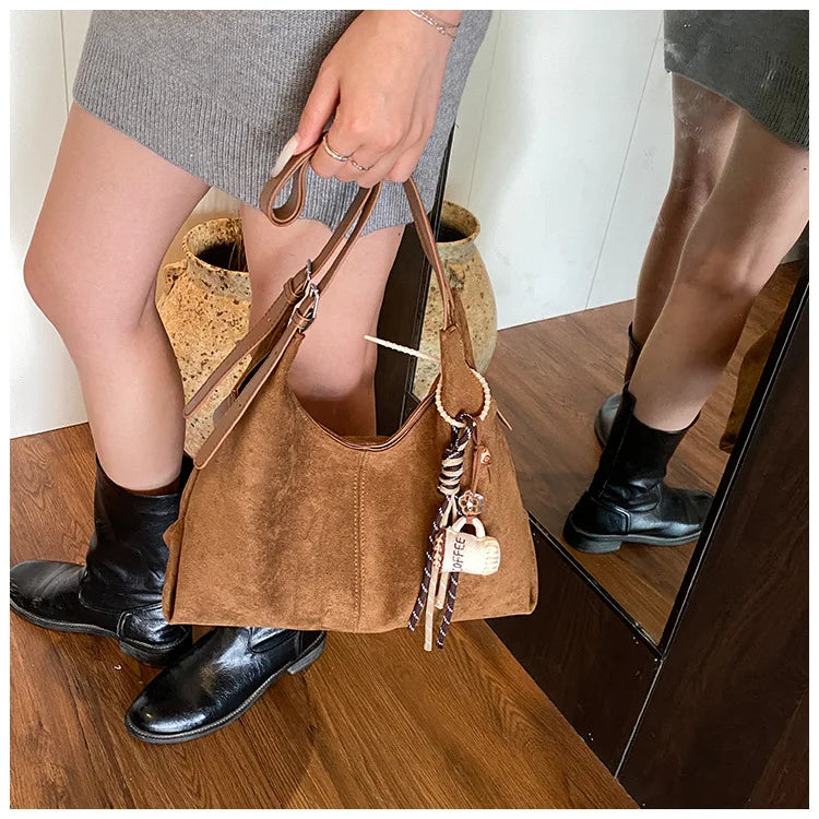 Trendy PU Leather Shell Handbag Women's Zipper Shoulder Purse Polyester Lined Daily Carry
